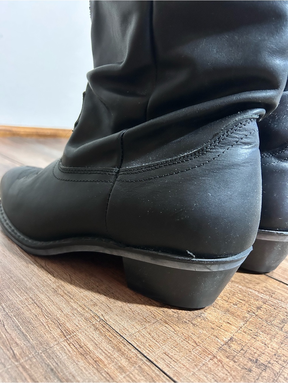 Shyanne Black Leather slouch Western Cowboy Boots 8.5 - Picture 4 of 6